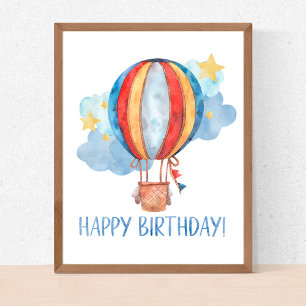 Adventure Awaits Air Balloon Photo Birthday Party Invitation