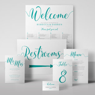 Turquoise Wedding Invitation Mr & Mrs