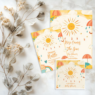Here Comes the Son Yellow Sunshine Diapper Raffle Enclosure Card