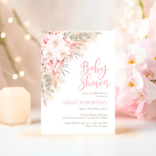 Boho Pampas Orchids Peonies Thank You Baby Shower Classic Round Sticker