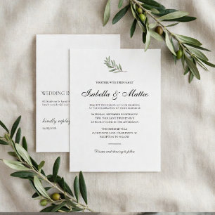 Olive Branch Wedding Invitation with QR Code 