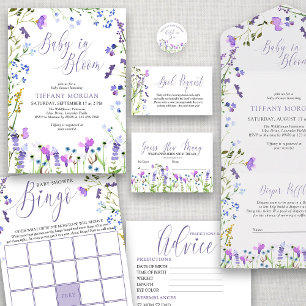 Purple Wildflower Baby Shower Bingo Game