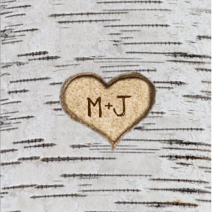 Birch tree heart wedding color swatch palette card