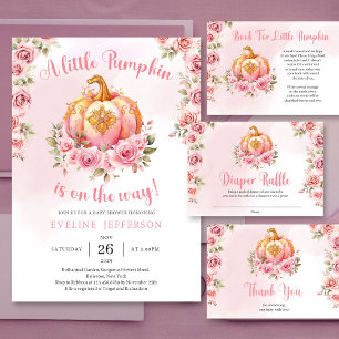 A little pumpkin is on the way pink and gold girl  classic round sticker