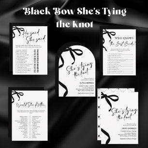 Black Bow She's Tying the Knot Bridal Shower Invitation