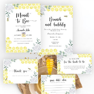 Brunch and bubbly - bee theme bridal shower invitation