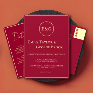 Elegant Classy Burgundy Gold Chic Wedding Details Enclosure Card
