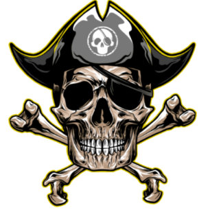 Pirate theme  SKULL Crossbones Scallywag  T-Shirt 