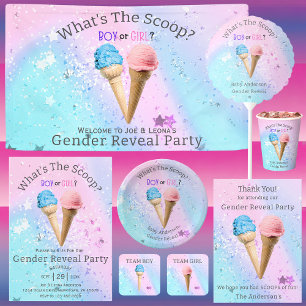 Ice Cream Gender Reveal TEAM GIRL Square Sticker