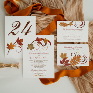 Rustic Falling Leaves Wedding Table Number