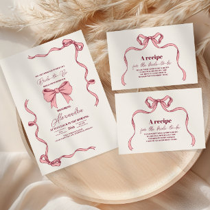 Elegant Pink  Bow Bridal Shower Enclosure Card