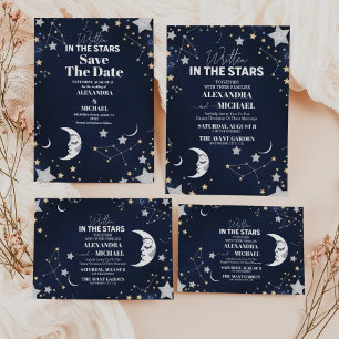 Elegant Celestial Crescent Moon Wedding Invitation