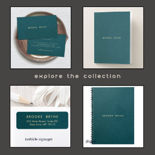 Teal Blue Modern Professional Minimalist Notebook