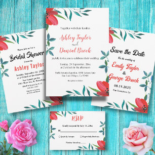 Elegant Greenery Wildflower Black Floral Wedding Save The Date