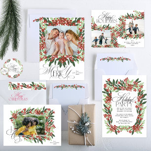 Modern Botanical Elegance Christmas Classic Round Sticker