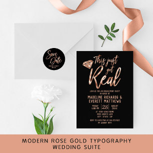 Rose Gold It's Official Wedding Photo Announcement