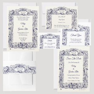 Vintage Wildflowers Birds & Butterflies Wedding Save The Date