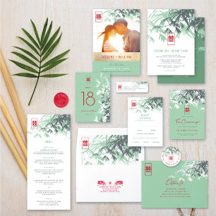 Mint Green Zen Bamboo Leaves Chic Chinese Wedding 