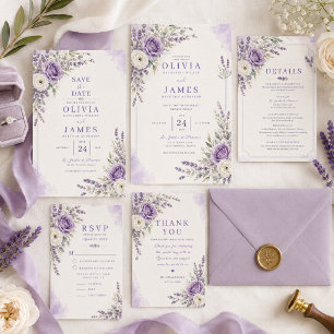 Lavender Watercolor Wedding RSVP Card