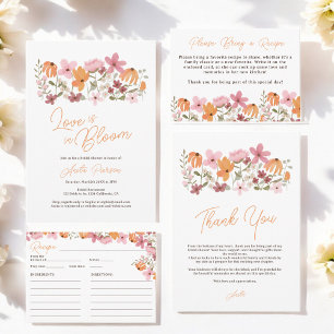 Boho Wildflowers Recipe Request Bridal Shower Enclosure Card