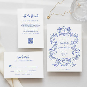 Regal Blue   Wedding Meal Choice RSVP Card