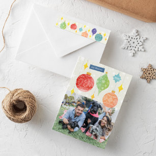 Colorful Watercolor Christmas Tree Ornaments Wrapping Paper