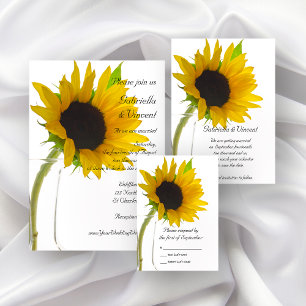 Sunflower on White Wedding RSVP Response Card