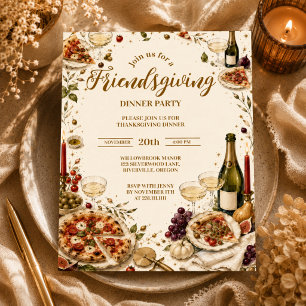 Chic Pizza & Prosecco Friendsgiving Invitation