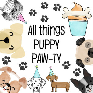 Virtual Puppy Dog Girl Birthday Pawty Invitation