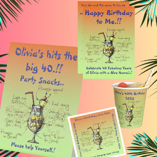 Blue Hawaii Birthday Party Snacks  Pedestal Sign