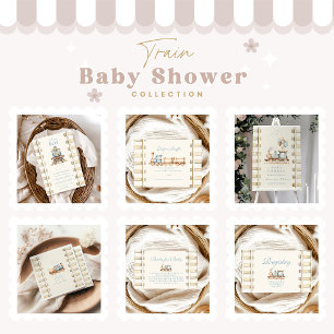 Blue Watercolor Train Baby Shower Invitation
