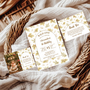 Boho Woodland Wild One Birthday Invitation