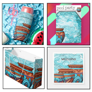 Aqua Blue Customisable Pool Party Invitation