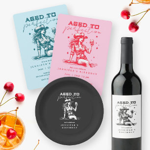 Aged to Perfection Blue Cowgirl Birthday Party Invitation