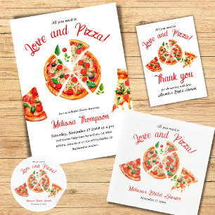 Italian Love & Pizza Party Bridal Shower Recipe Enclosure Card