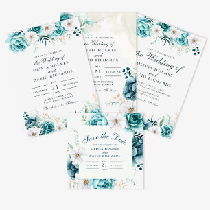 Teal and Off-White Wildflowers Details Card