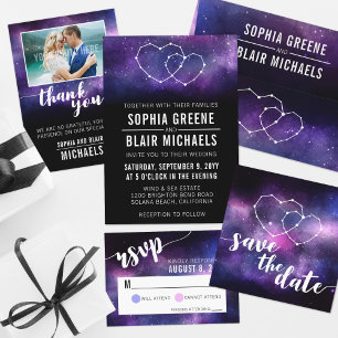 Galaxy Celestial Stars Wedding Invitation RSVP