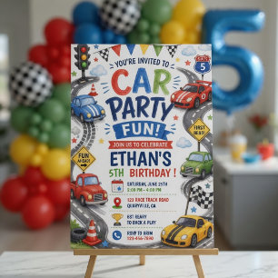 Car Party Fun Birthday   Race Car Birthday Party Invitation