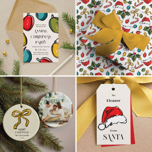 Colourful Hand Drawn Christmas Sketches Wrapping Paper
