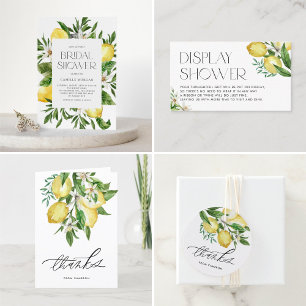 Watercolor Lemon Frame Botanical Bridal Luncheon Invitation