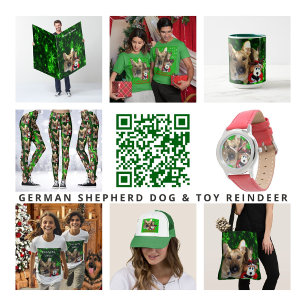 Christmas German Shepherd & Toy Reindeer Holiday Card