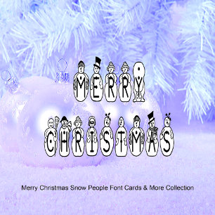 Merry Christmas Snow People Font, Blue Tint Snow Ceramic Tree Decoration