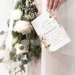 Alluring Rose Vintage Pink Floral Circle Wedding Invitation
