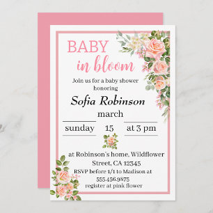 pink floral in bloom baby  shower girl  classic round sticker