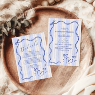 Whimsical Blue Doodle Frame  Wedding All In One Invitation