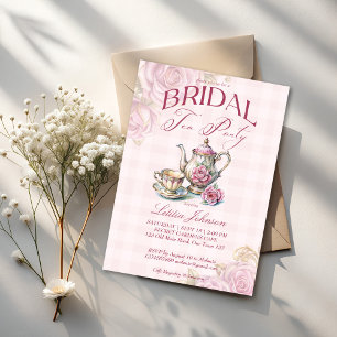 Vintage Victorian pink roses bridal tea party Invitation