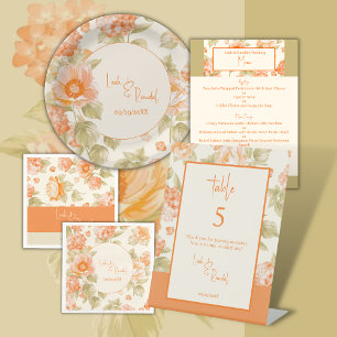 Orange Floral Formal Wedding Invitation