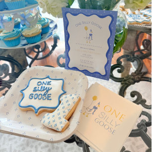 Vintage One Silly Goose First Birthday Invitation