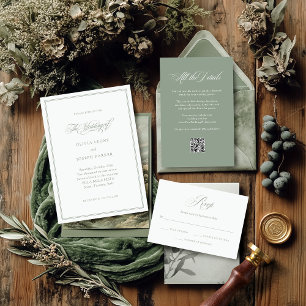 Italian Elegance   Wedding Guest Details QR Code Enclosure Card