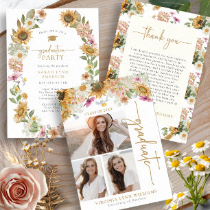 Sunflower Graduation Party Invitation